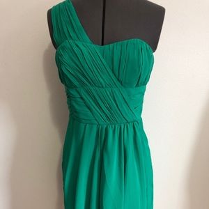 H&M Emerald Green One Shoulder Asymmetrical Dress